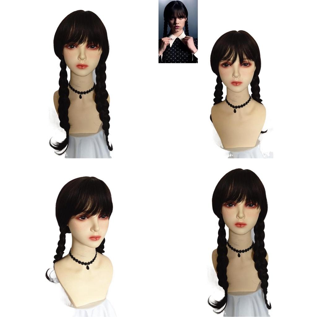 Halloween Wednesday Addams The Addams Family Hair Weaving Girl Wig