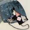 Stylish Blue Denim Bow Tote Bag – Versatile Shoulder Bag with White Stitched Bows, Perfect for Commuting, Travel, and Shopping, Hand Wash Only