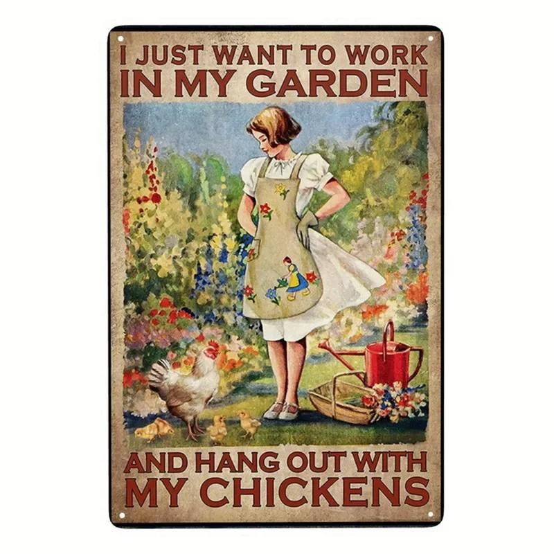 Gärtnern, weil Morden falsch ist Vintage Metallschild Lustige Pflanzen Retro Schild für Garten Außenwanddekor Home Sweet Home Schild