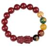 Natural Cinnabar Five Gods of Wealth Bracelet for Luck and Protection, Purple Gold Sand Pixiu, Unisex Jewelry