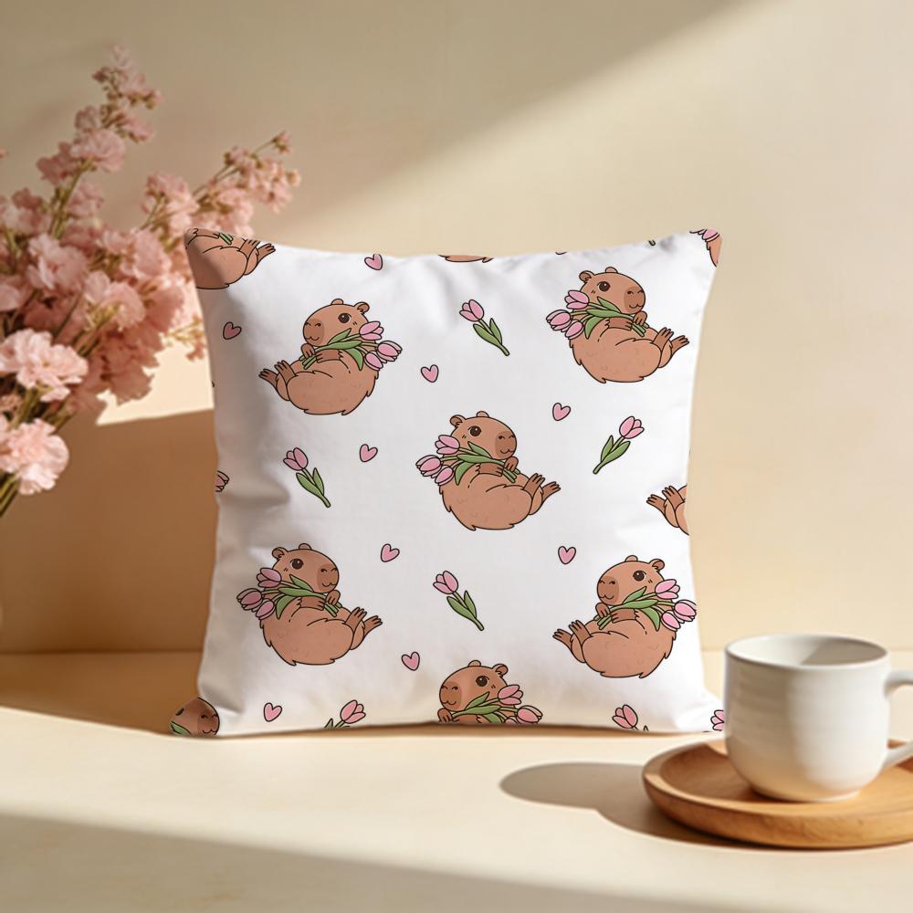 Chill Capybara Cushion Cover Soft Pillow Cases for Home Bedroom Living Room Sofa