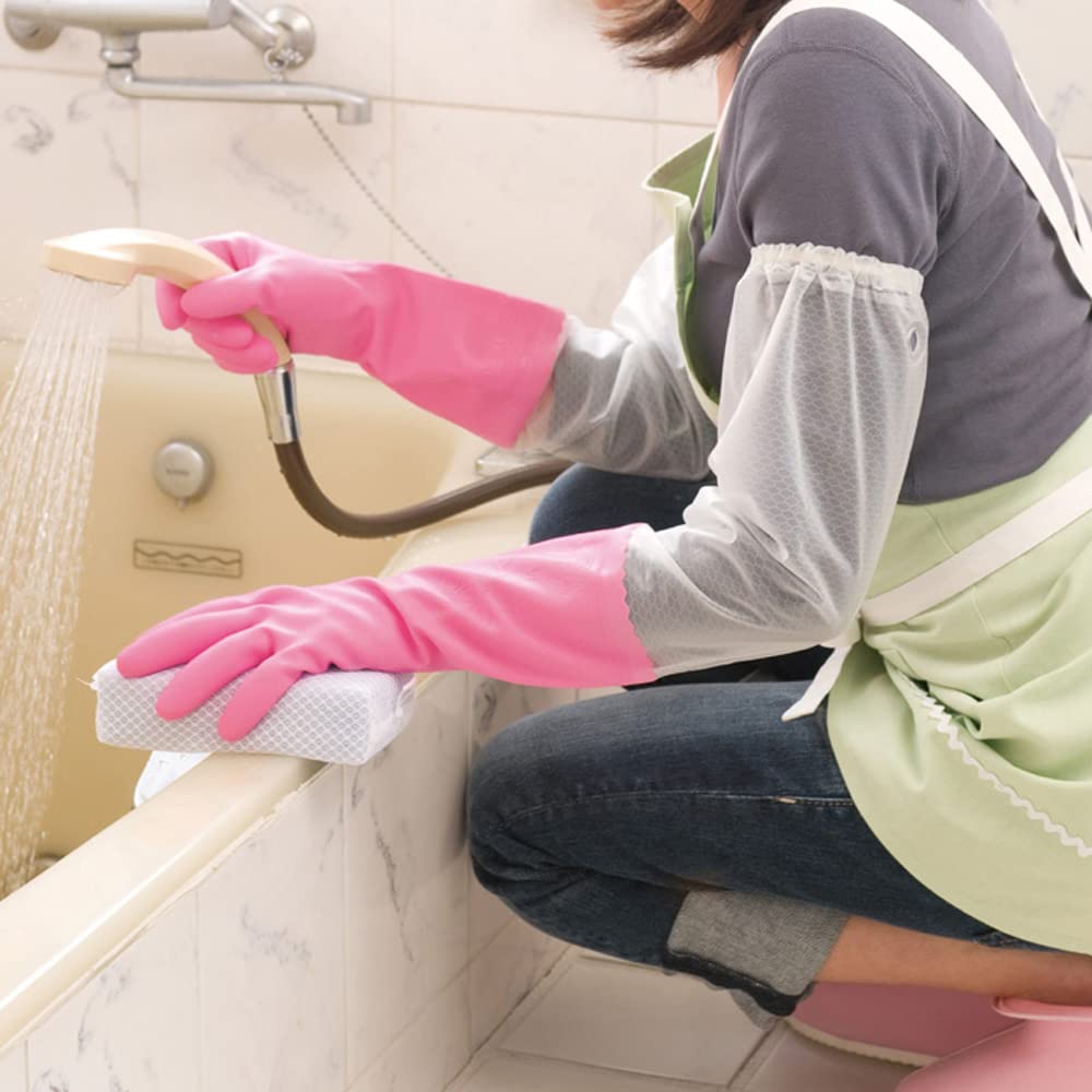 Okabe Showaglove Cooking Gloves 140 with Arm 1 Pair of No. Covers, Thick, Medium, Pink, (Set 2)