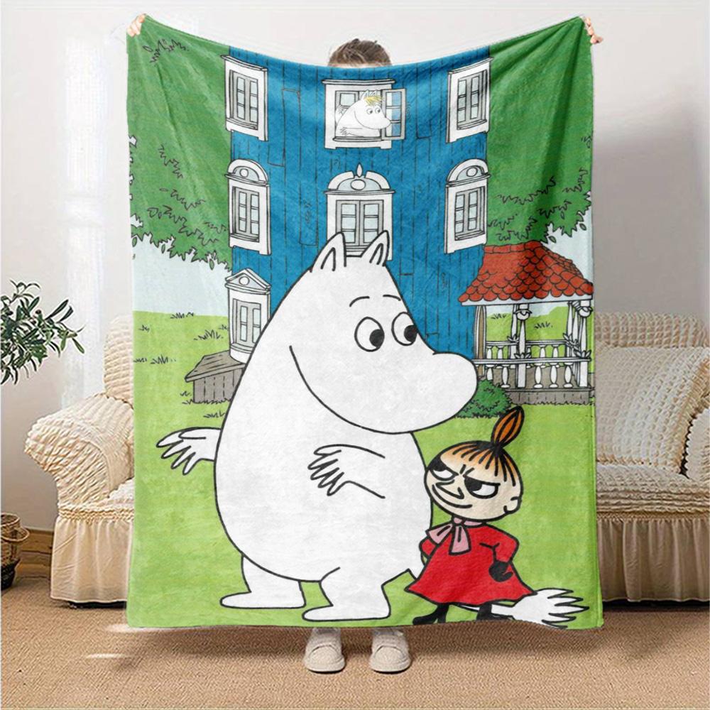 Moomin Snorkmaiden Front Blue House Flannel Blanket Super Soft Warm Cozy Blanket For Sofa Bed Office Travel Allseason Home Decor Gift