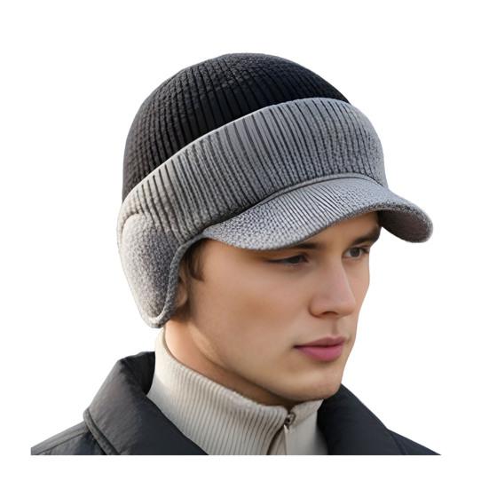Strickmütze mit Ohrenklappen Einfarbig Stretch-Passform Warm Atmungsaktiv Strickstoff