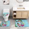 3pcs The Fairly OddParents Pattern Flannel Nonslip Absorbent Washable Decorative Bathroom Home Toilet Seat Cover Mat