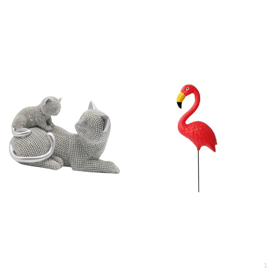 Cat Bird Sculpture Tabletop Ornament Art Crafts Decorative Figurine Animal Statue for Bedroom Living