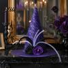 Mesh Witch Hat with Roses Halloween Star Hat Veil Rose Feather Cone Black Costume Headwear for Women Gothic Party Headwear Adult Cosplay Accessory