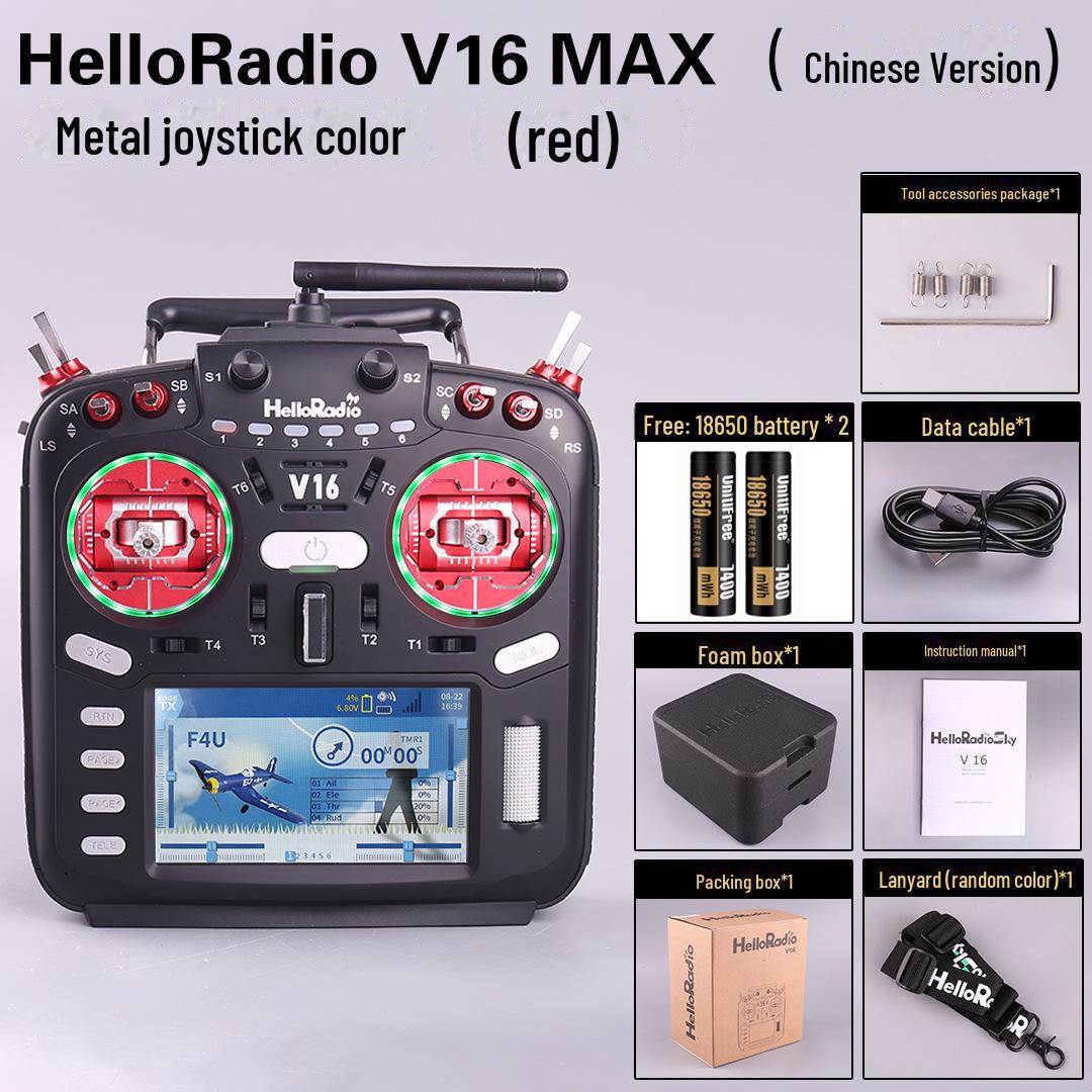 

HelloRadio V16 MAX: Багатопротокольний пульт дистанційного керування з відкритим кодом, металевим джойстиком та високочастотним EdgeTX для дронів ELRS Left Throttle