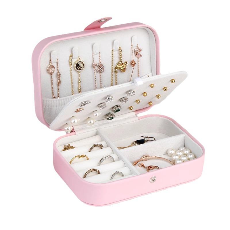 Elegante doppellagige Reise-Schmuckschatulle für Damen – Organizer für Halsketten, Ohrringe & Ringe