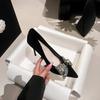 Nye Svarte Rhinestone Sløyfe Dame Pumps Luksus Bankettsko Sexy Høyhælsko Dame Stilettos Festsko Pluss Størrelse 43