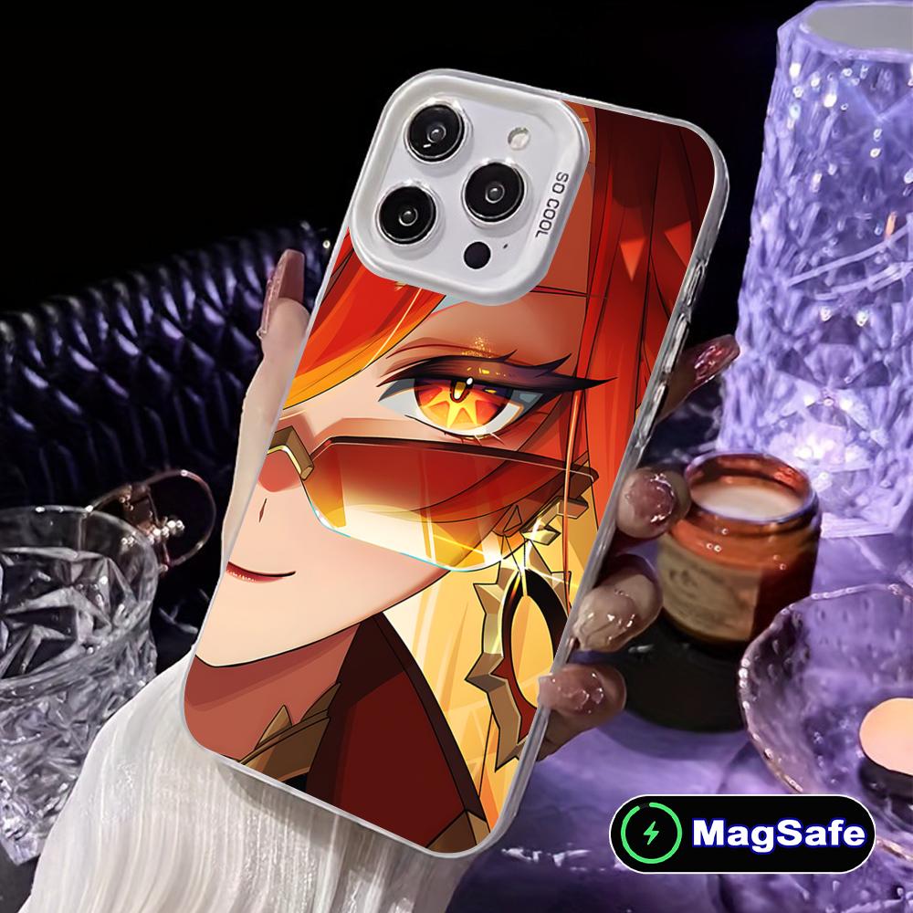 Game GI Mavuika White Translucent MagSafe Mobile Phone Case for iPhone 17 16 15 14 13 12 11 X XR XS 8 7 Air Pro Max Plus Cover