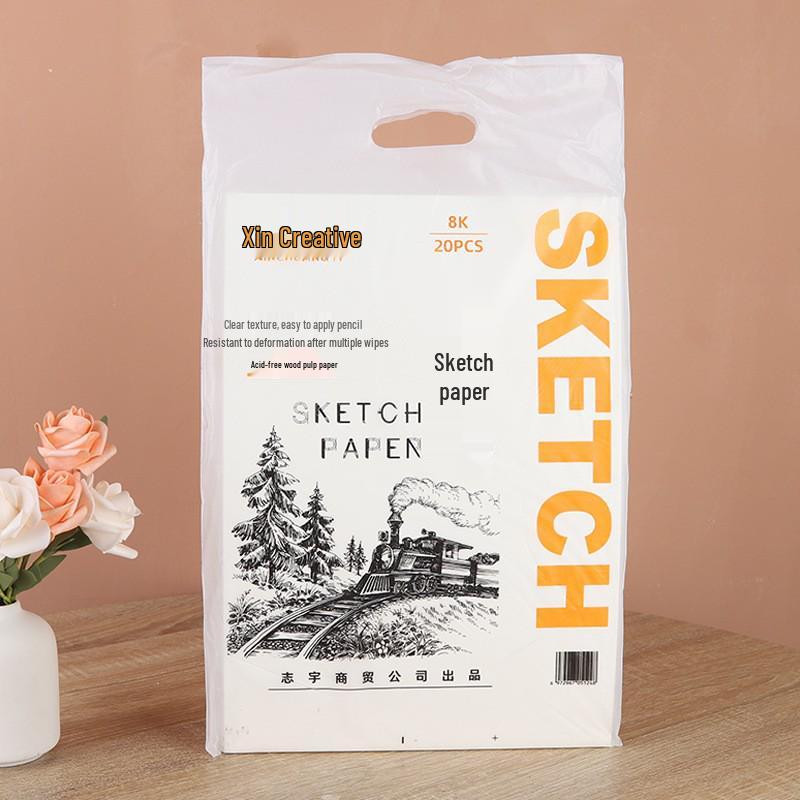 8K All Wood Pulp Sketch Paper for Pencil, Gouache, and Watercolor - Ideal for Art Students