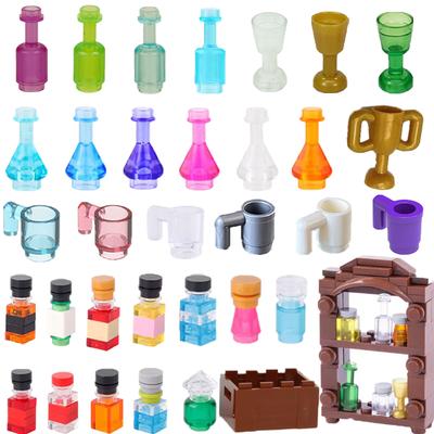 MOC Blocs de Construction de Ville Personnage Scène Accessoires Créatifs Mini Brique Couleur Bouteille de Vin Flacon de Réactif Ensemble Boîte Jouet Cadeau X007