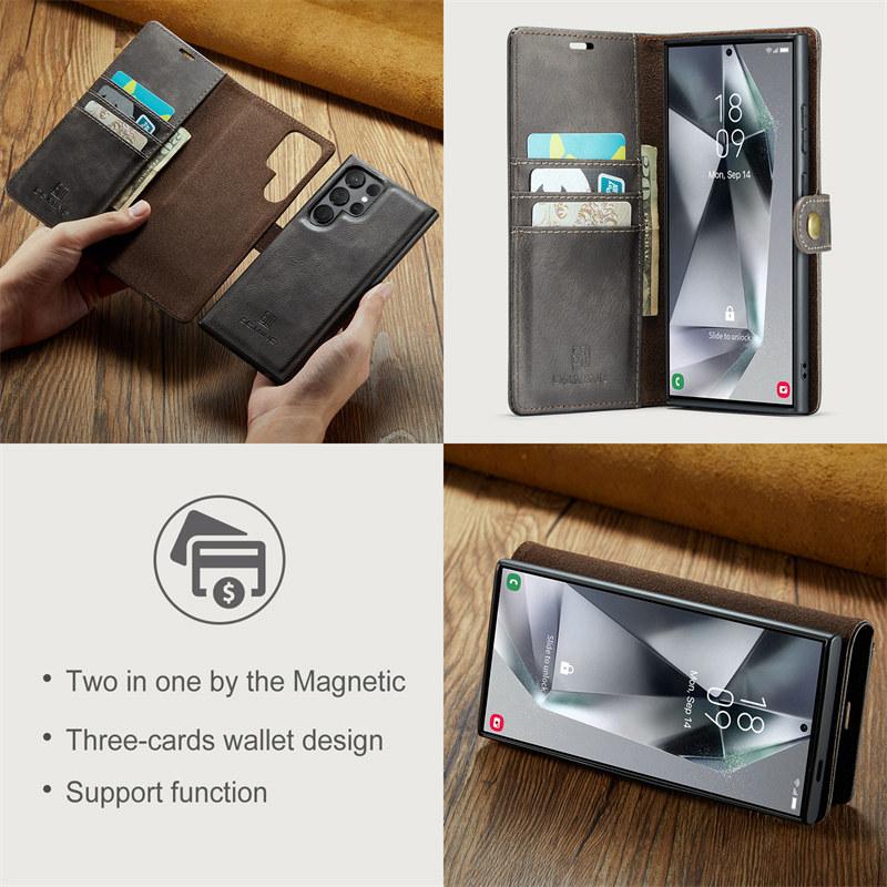 Magnetický flip kožené pouzdro na telefon pro Samsung Galaxy S25 FE S25 Edge S24 Ultra S23 Plus S22 S21 S20 Note 20 10 2 v 1 Odnímatelná peněženka kryt na karty Etui