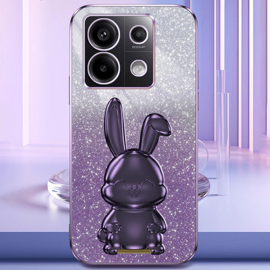 For Xiaomi Redmi Note 13 Pro 5G/Poco X6 5G Phone Case Lovely Rabbit PC+TPU Pull-out Kickstand Cover