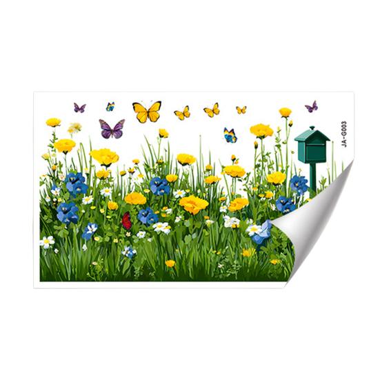 Self-Adhesive Wall Stickers Corner Stickers Baseboard Skirting Green Grass Wall Flowers Butterflies Line