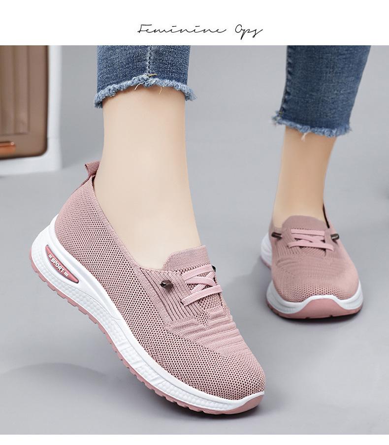 Plus Size Women's Flyknit Breathable Slip-On Canvas Casual Shoes