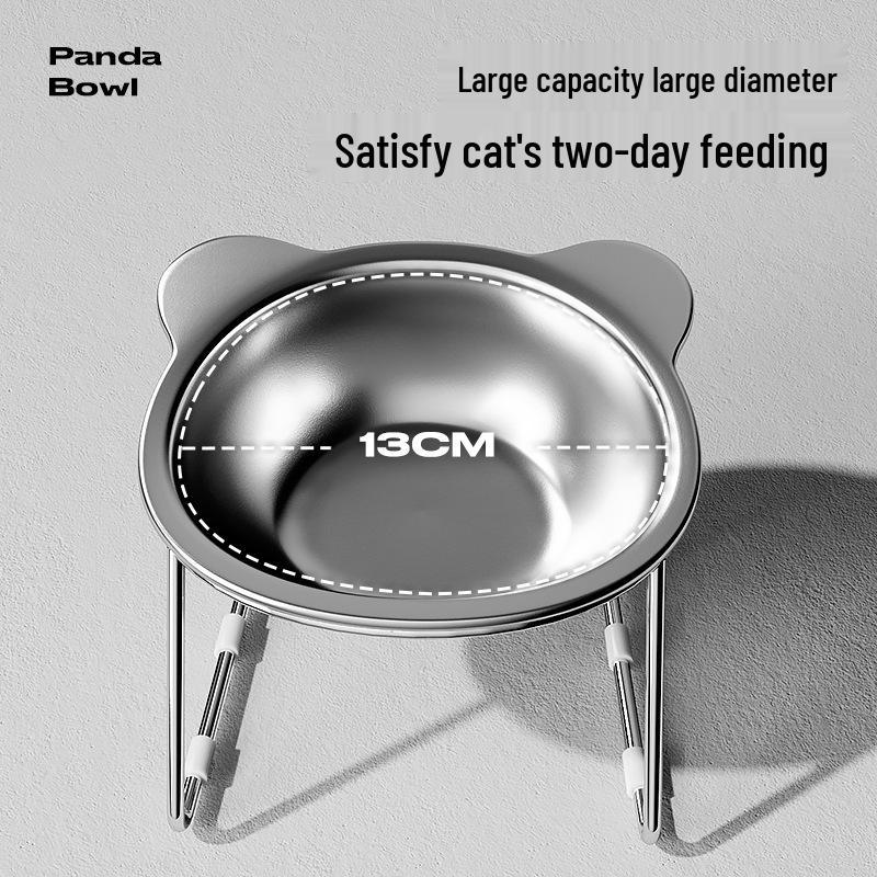 Elevated Stainless Steel Pet Bowl with Anti-Spill Design, Protects Cervical Spine, Integrated Water and Food Dish for Cats and Dogs