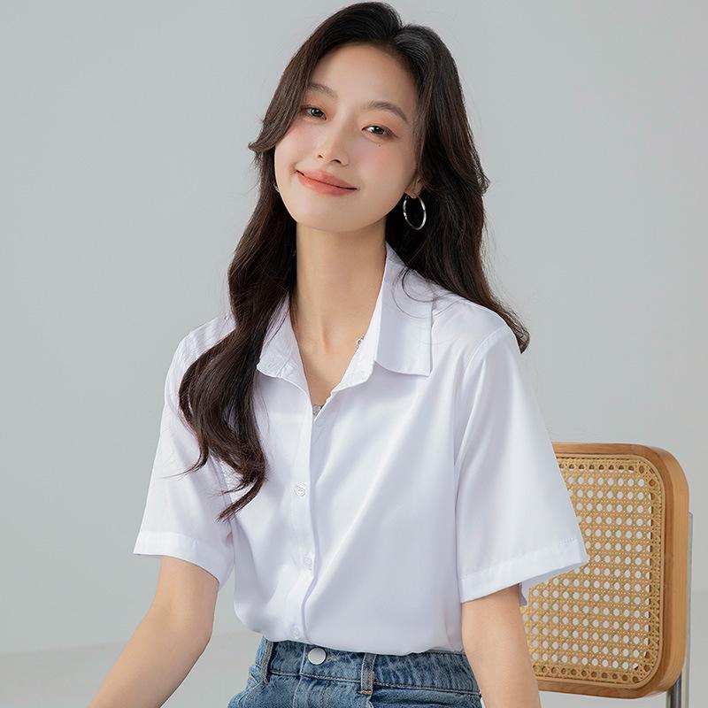 Summer Women's Short-Sleeve Loose Casual White Shirt - Korean OL Style