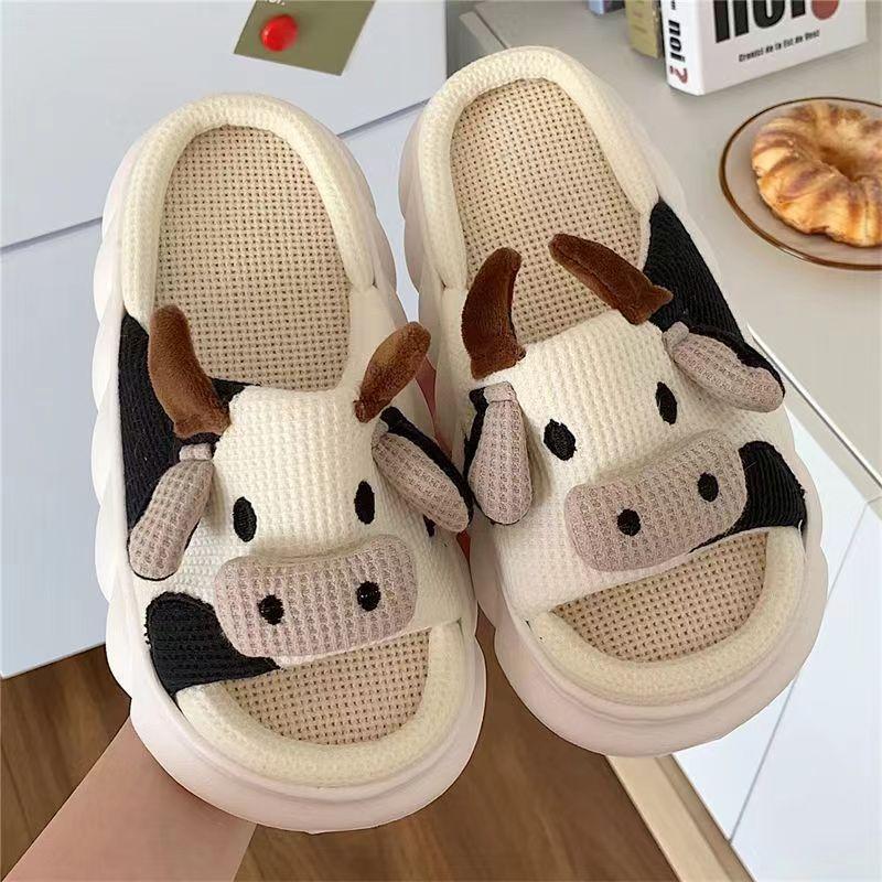 Fashion Smile New Linen Slippers For Women Non-slip EVA Sole Light Home Slides Soft Sole Indoor Slides Leisure Platform Women's Slippers