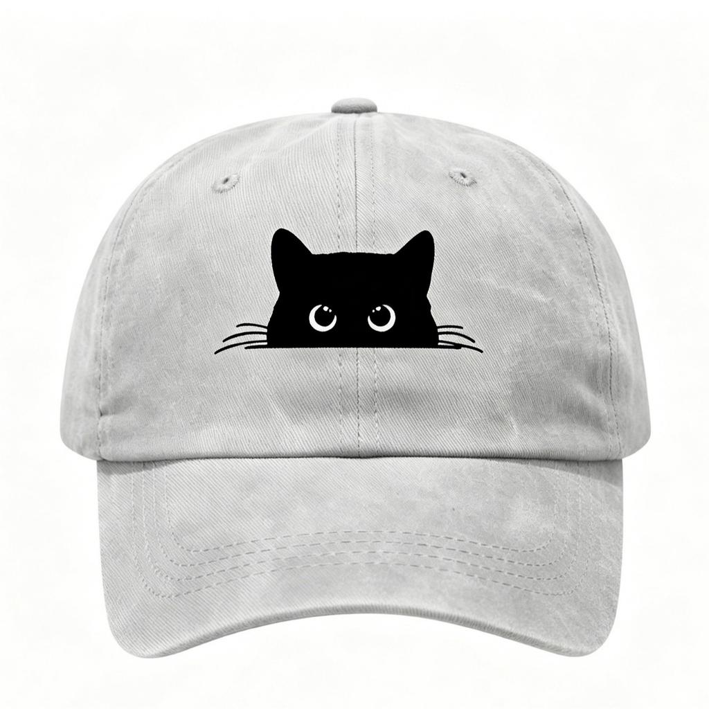 Small Black Cat Print Retro Street Feng Shui Wash Men and Women Baseball Cap Casual Outdoor Sun Hat