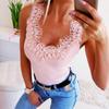 Nowa letnia seksowna bez rękawów, dekolt w szpic, koronkowy panel z koralikami Top T-shirt Kamizelka damska Koszule damskie Tshirt