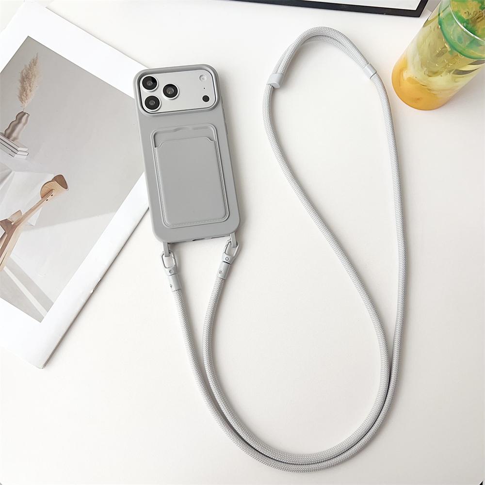 Crossboby Lanyard Rope Phone Case For iPhone 17 Air 16 15 14 Plus 13 12 11 Pro Max Silicone Card Package Fall Prevention Cover
