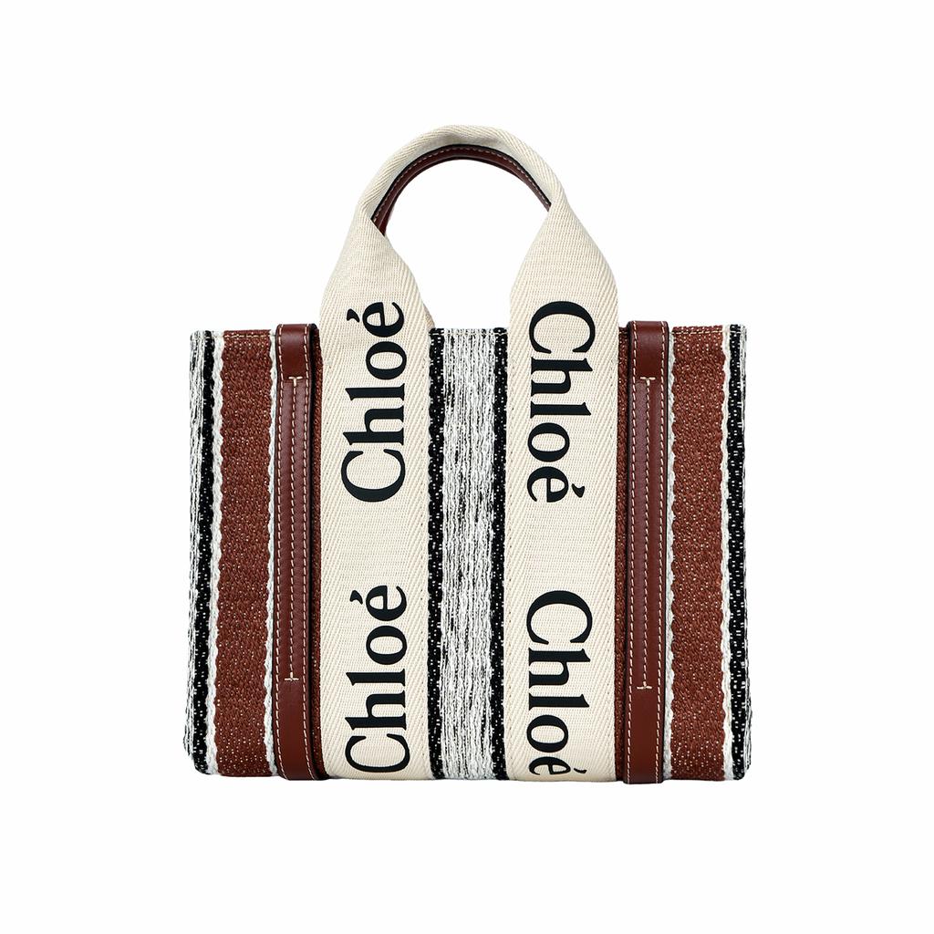Chloe Woody Logo Print Interlaced Design PU Tote Bag Women Tote Bags Multicolor CHC22-SS397G44-27S