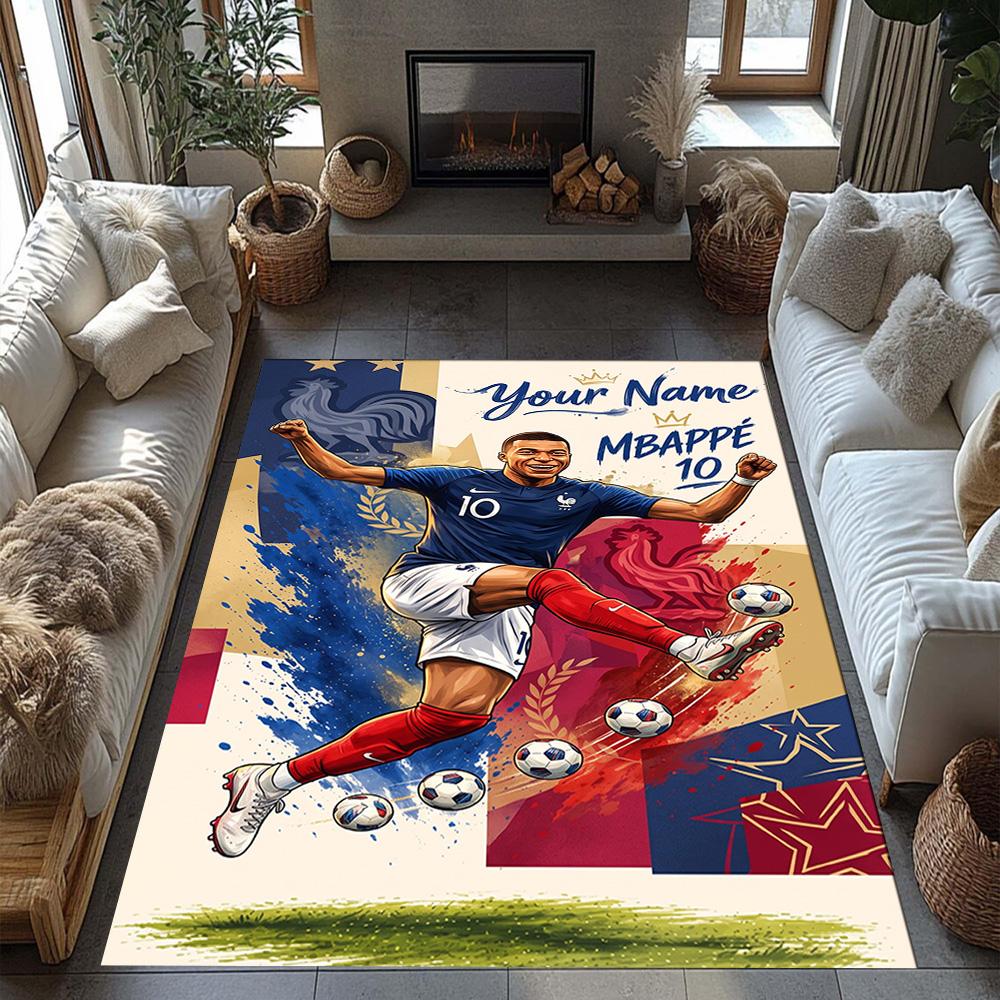 Mbappe Personalized Name Floor Rug Office Rug Suitable For Dormitory Hallway Living Rooms Playrooms Antislip Rug Anime Office Decor