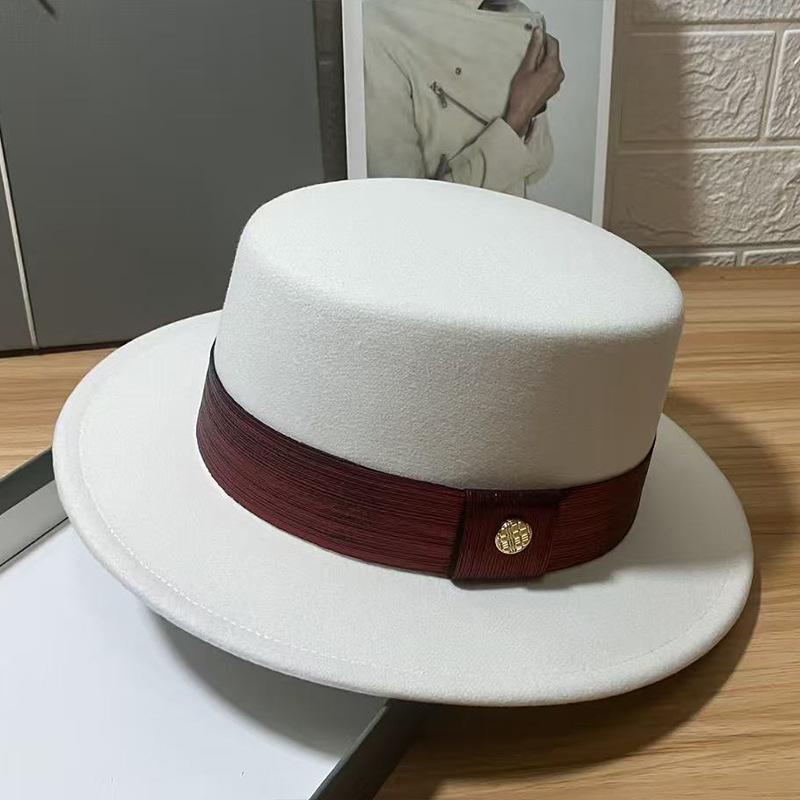 Autumn and Winter High-end New Women's Imitation Wool Top Hat Small Round Hat Fashion Top Hat Felt Hat French Flat Hat