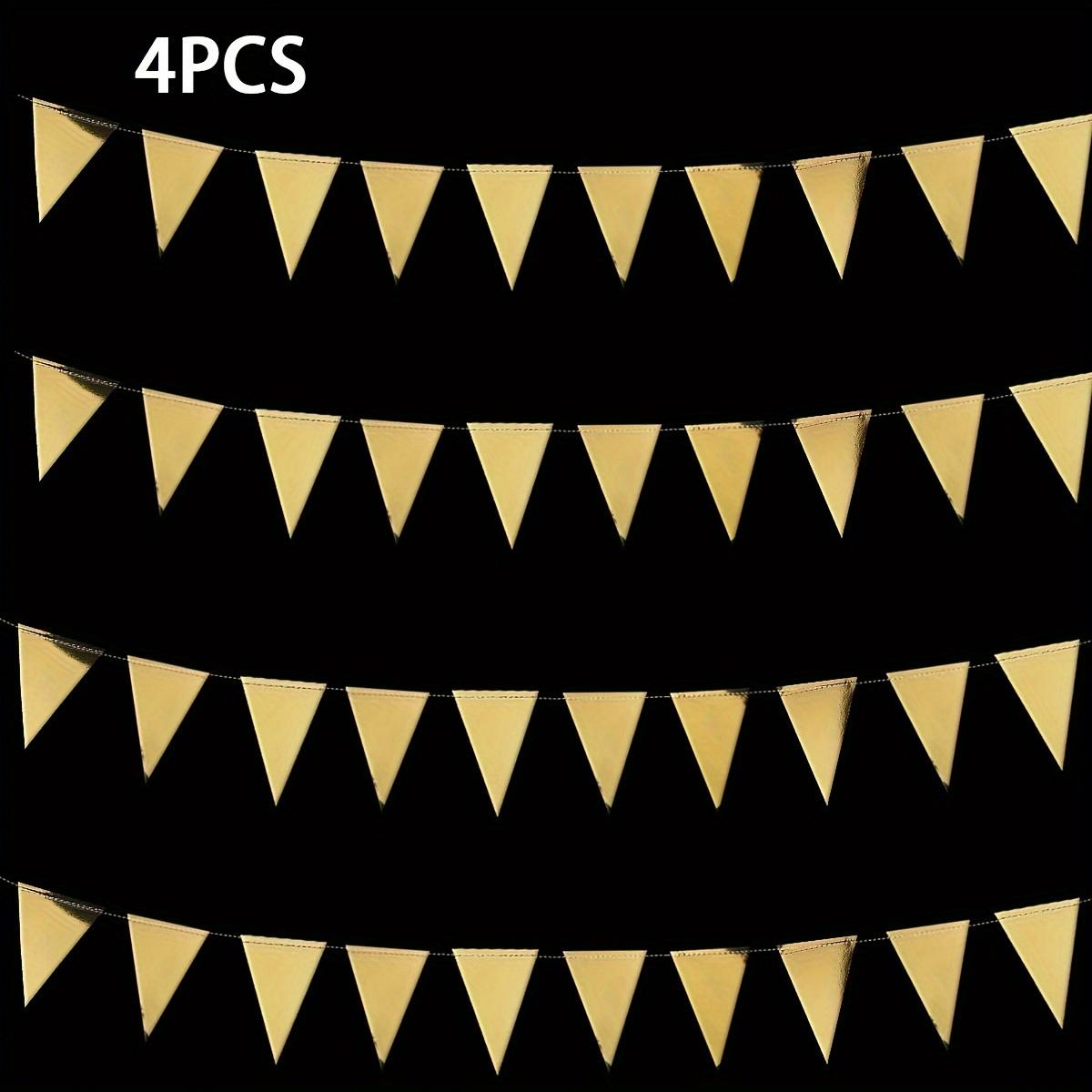 

4 шт. 40 футов Золотой треугольный флаг баннер - Двусторонний металлизированный бумажный флажок гирлянда для выпускного/свадьбы/вечеринок по случаю дня рождения 4pcs
