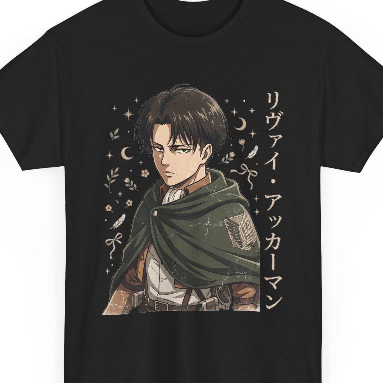 Levi Ackerman Vintage T Shirt, Attack on Titan Anime Tee, Survey Corps Graphic Shirt S
