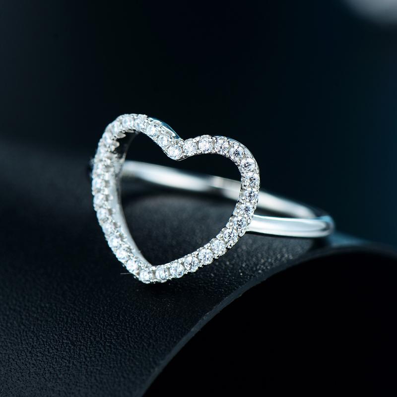 MODIAN 925 Sterling Silver a forma di cuore classico amore anello 5A zircone anelli per le donne gioielli di fidanzamento