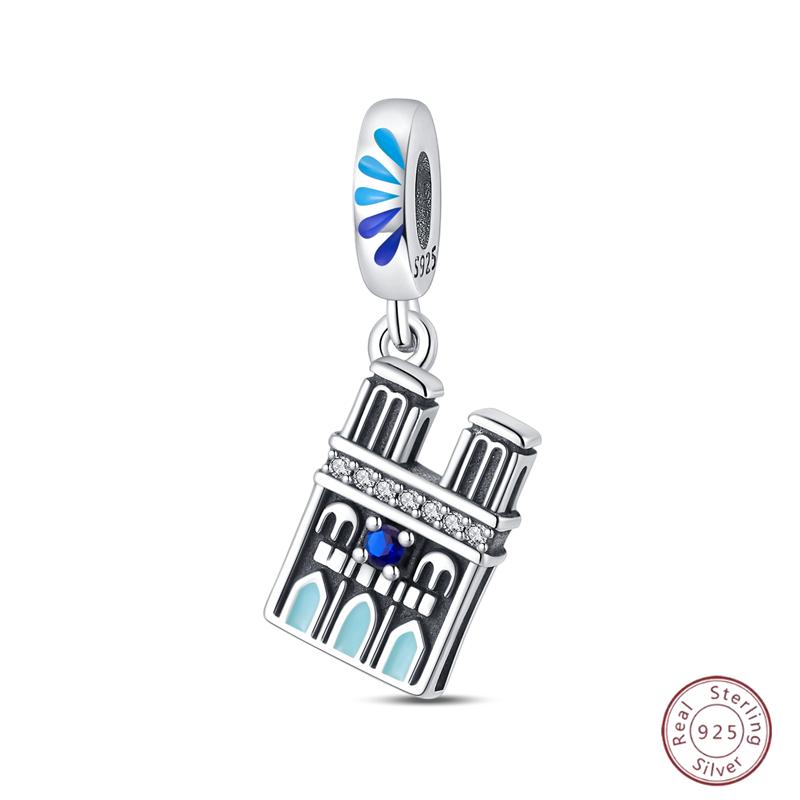 Copper Beaded Pendant Blue Shiny Zircon Suitable Original 3Mm Bracelet Women Fine Jewelry