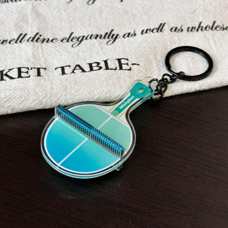 Acrylic Ping Pong Table Keychain Double Sided Mini 3D Sports Keyring Bag Pendant Car Key Chains Souvenir Gift