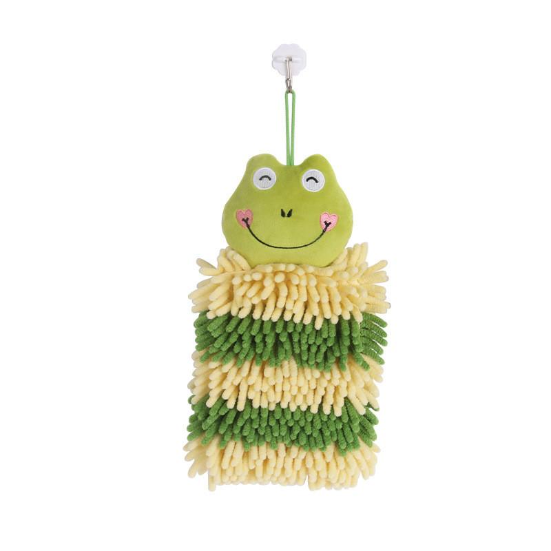 Cartoon Animal Square Chenille Hand Towel With Absorbent Polyester For Kitchen Use