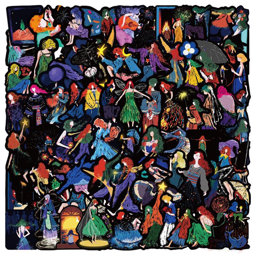 

100Pcs/Set Mori Art Girls Мини-наклейки DIY Модные наклейки Наклейки