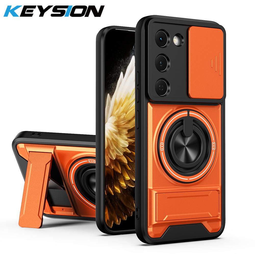 

KEYSION Magnetic Phone Case for TECNO Spark 40 Pro+ 4G Slide Camera Protection Upright Kickstand 360° Ring Shockproof Back Cover for Spark 40 Pro оранжевый