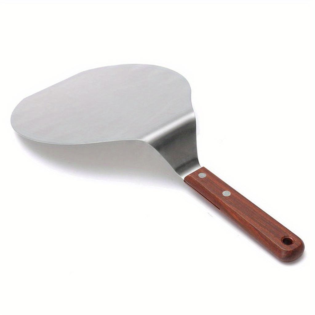 Runde Pizzaschaufel aus Edelstahl mit Holzgriff Langlebige flache Oberfläche für einfachen Pizzatransport und Servieren Geeignet für den privaten und gewerblichen Gebrauch