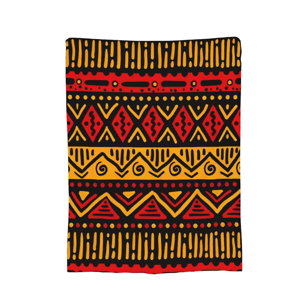 Traditional Ethnic Tribal Pattern Fleece Throw Blanket Kizomba Blankets for Home Travel Ultra-Soft Bedroom Quilt,