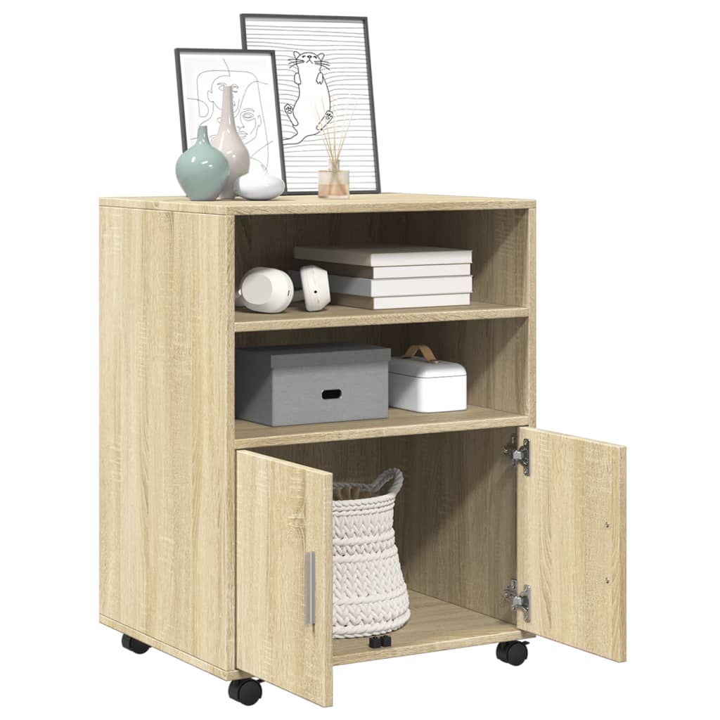 Mobile Cabinet in Sonoma Oak Finish 60 x 48 x 81 cm Engineered Wood