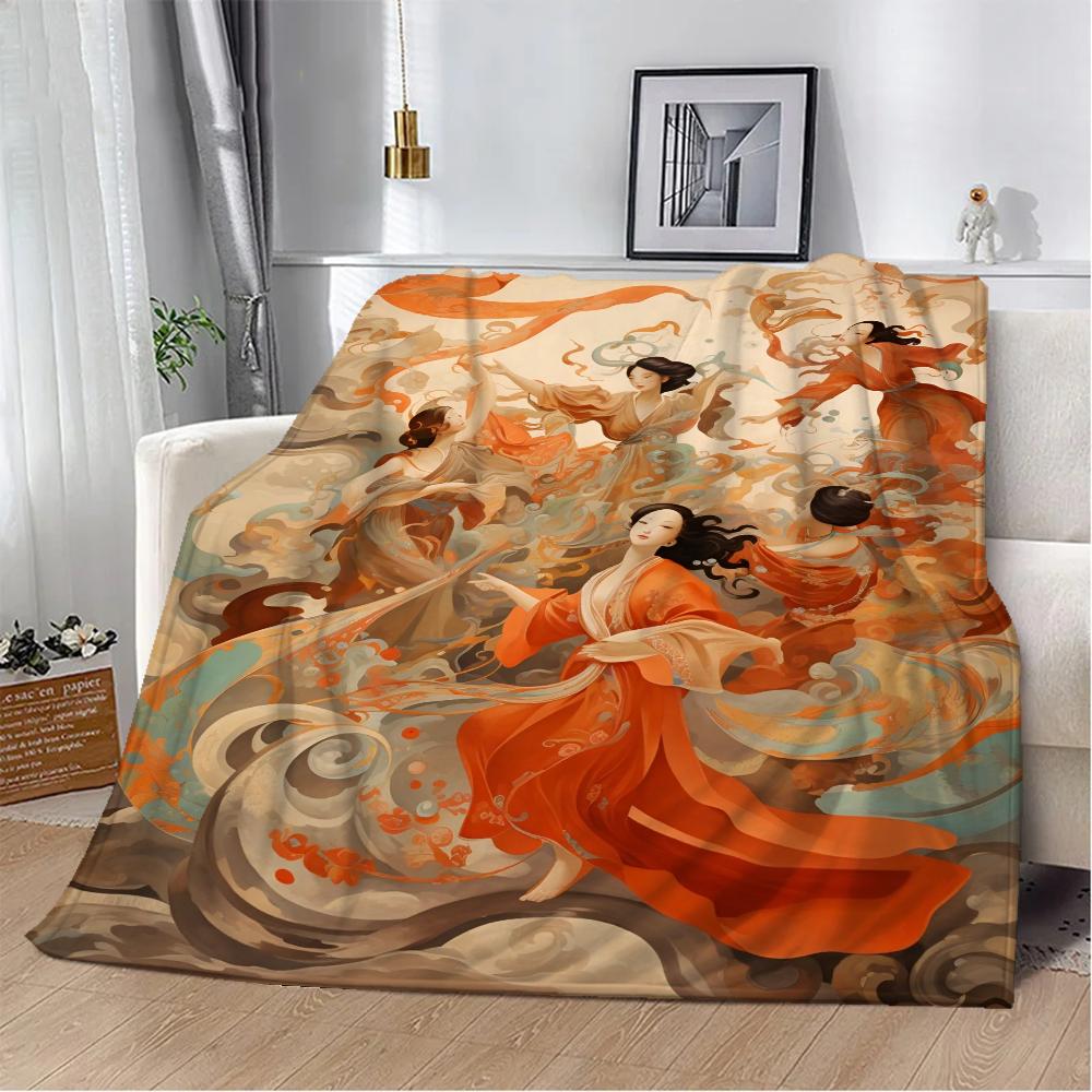 Dunhuang Apsaras Summer Blanket King Size Interior for Home Beach Towel Bed Blankets & Throws Luxury Bedding Fluffy Plaid Throw