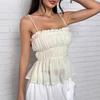 Summer Dress Set Vacation Style Slim Fit Sexy Crop Top with Ruffles High Waist