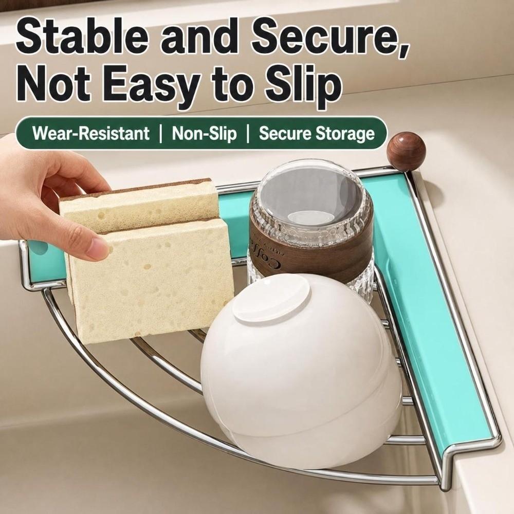 Triangle Shape Sink Drain Rack Stainless Steel Dish Cloth Holder New Sponge Holder Kitchen Sink