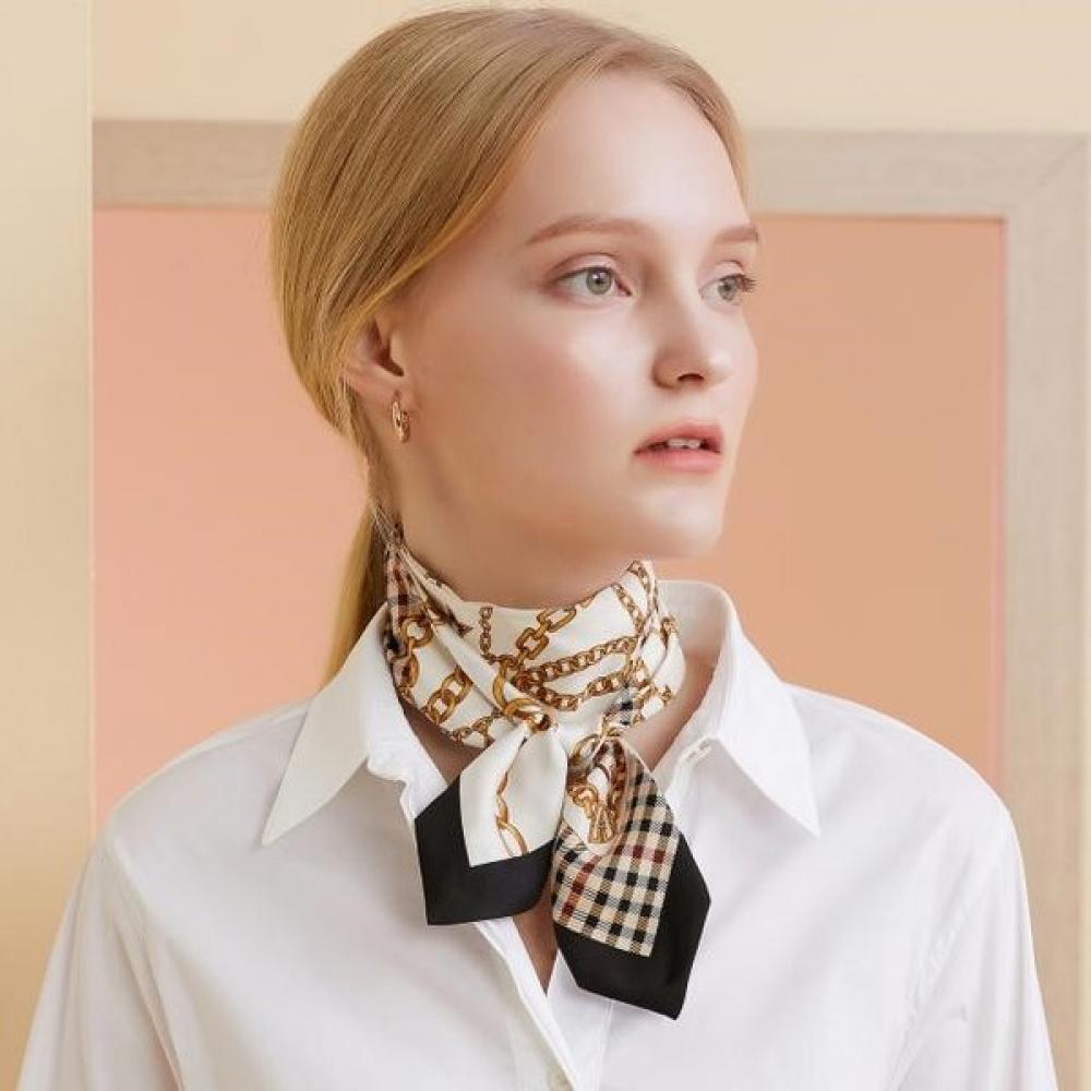 Daks Ivory Print Silk Scarf Dcsc1e821 Single option