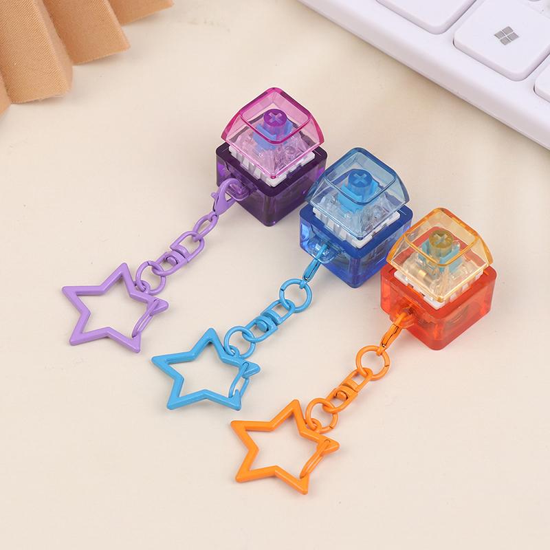 Diy Keyboard Fidget Keychain Keys Button With Led Light Clicker Toy Stress Relief Pass The Time Keycap Pinch Toy