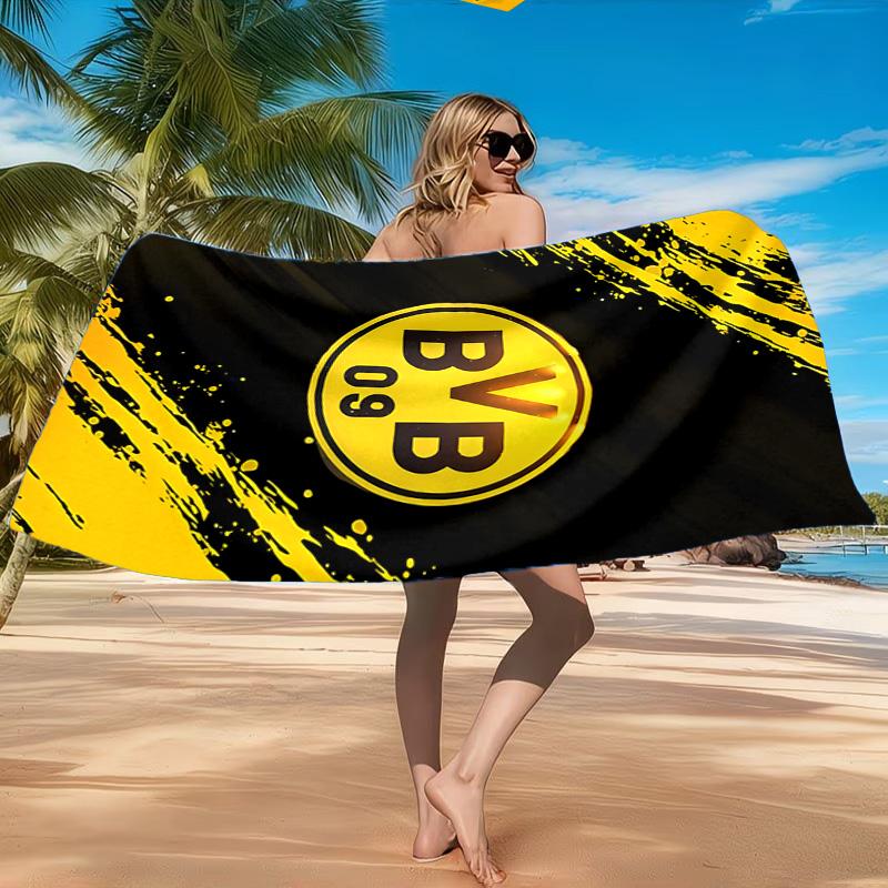 Plážová osuška z mikrovlákna s potiskem designu fotbalového míče BVB, měkká a savá, rychleschnoucí, ideální pro letní cestování, nezbytnost na pláž, k bazénu