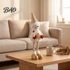 Festive Party Supplies Christmas Plush Snowman with Extendable Legs, Sequins Hat Holding Star Dolls Doll, Standing Long Legs Xmas Decoration