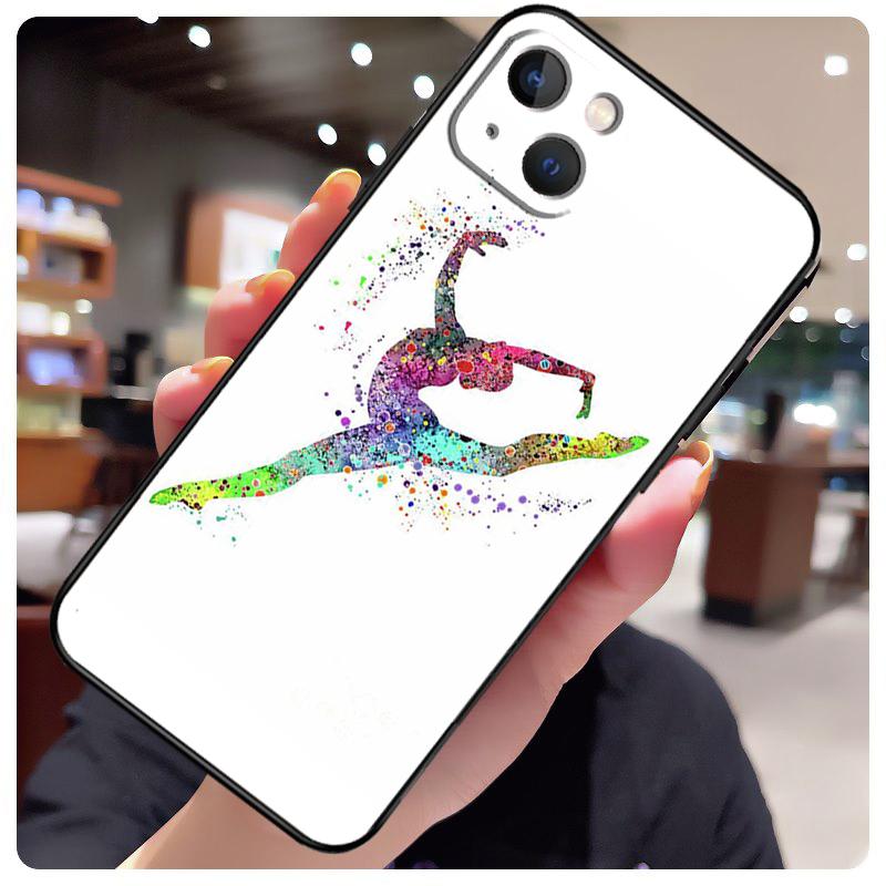 Gymnastics Watercolor Printing Case For iPhone 17 Pro Max 15 14 13 11 12 16 Pro Max mini 15 16 Plus 16e 17 Air Phone Cover