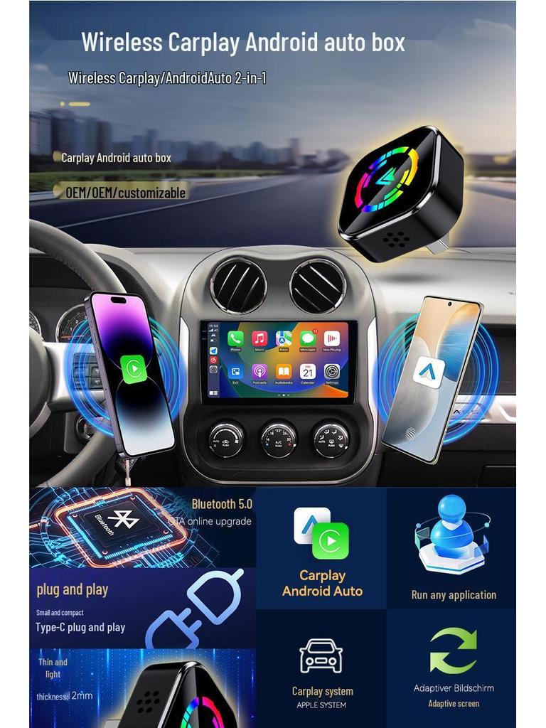 Wireless 2-in-1 CarPlay Adapter: Smart Connectivity Box for Android Auto and CarPlay